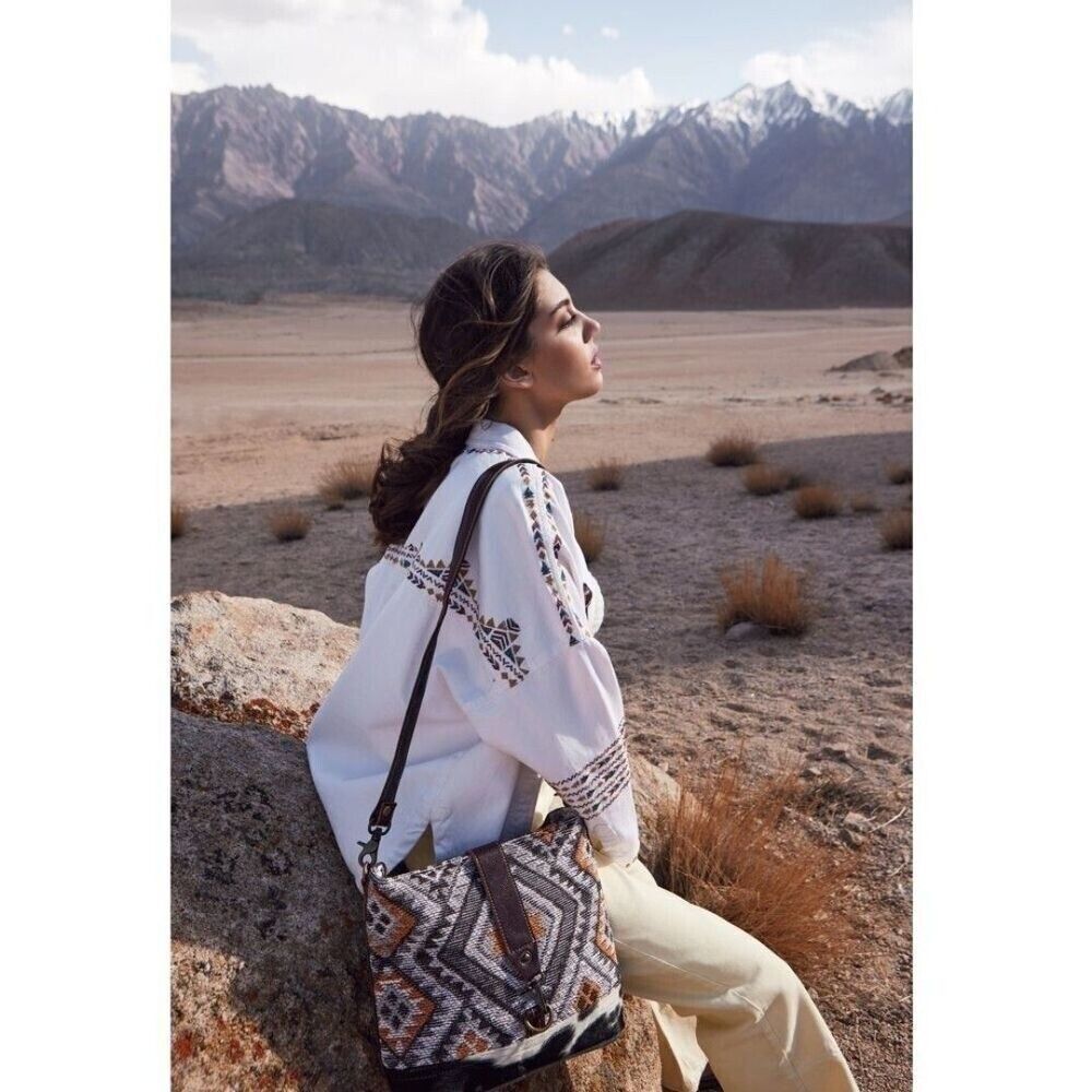 Myra Bag Handmade Tiffany Shoulder Bag Upcycled Canvas & Cowhide Leather